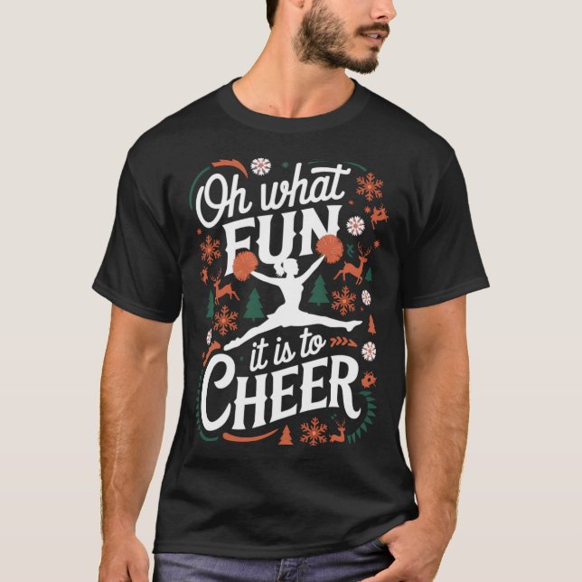 Camiseta Oh What Fun It Is To Cheer Ugly Cheerleading Xmas  (Frente)