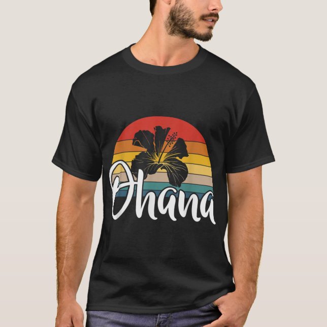 Camiseta Ohana Hawaiian Hibiscus Flower Retro Hawaii Family (Frente)