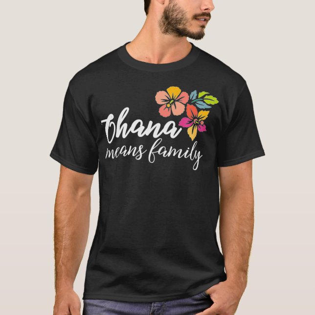 Camiseta Ohana quer dizer família, havaianos, flores, homen (Frente)