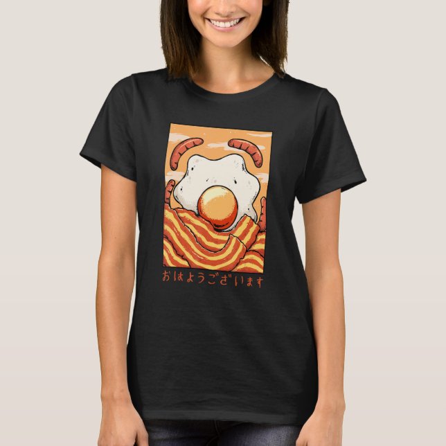 Camiseta Ohayo Egg Bacon Sausage Hotdog Breakfast Food Baco (Frente)