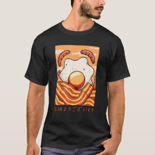 Camiseta Ohayo Egg Bacon Sausage Hotdog Comida Café da Manh