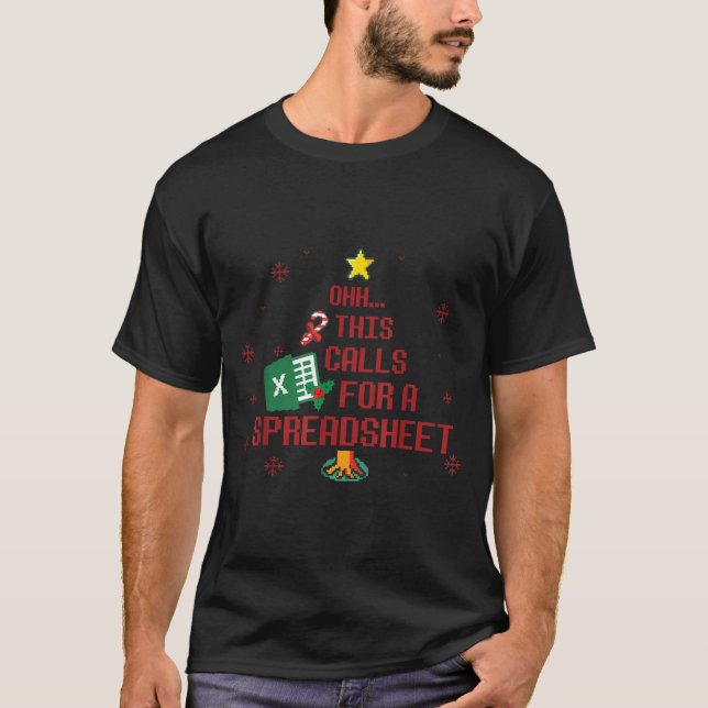 Camiseta Ohhh This Calls For A Spreadsheet Ugly Christmas S (Frente)