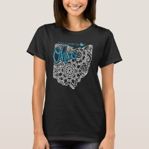 Camiseta Ohio Estado Nativo Oh Mapa Mandala EUA América Us 