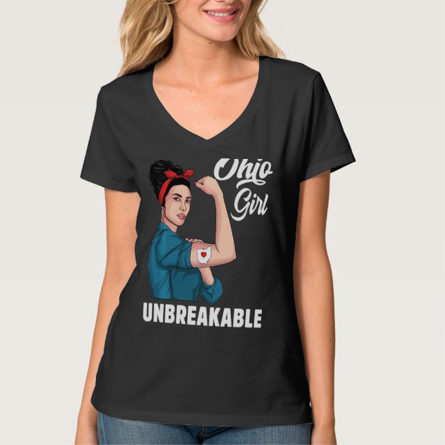 Camiseta Ohio Girl Uninterrupable Ohio Map State Flag Souve (Frente)