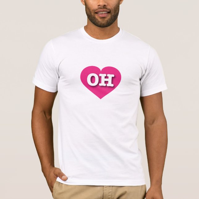 Camiseta Ohio Hot Pink Heart - Eu amo OH (Frente)