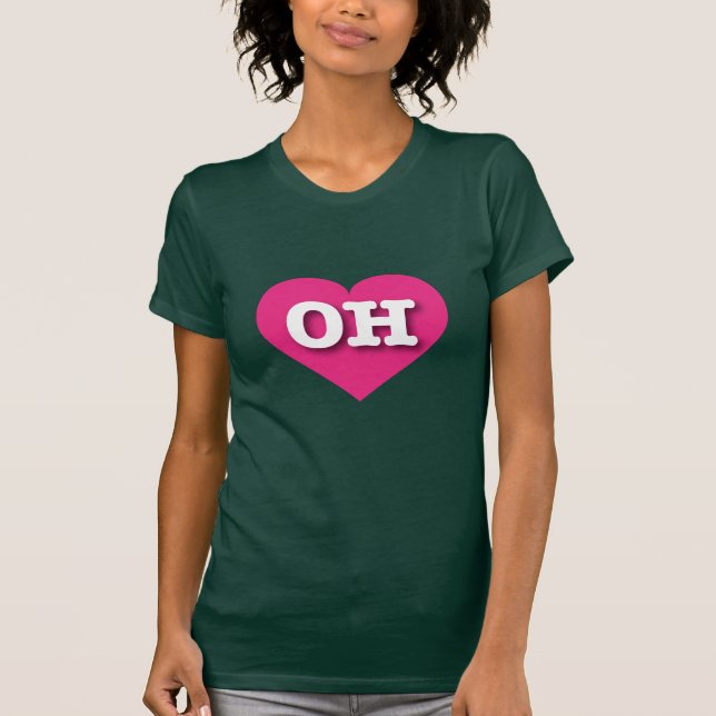 Camiseta Ohio Hot Pink Heart - Eu amo OH (Frente)