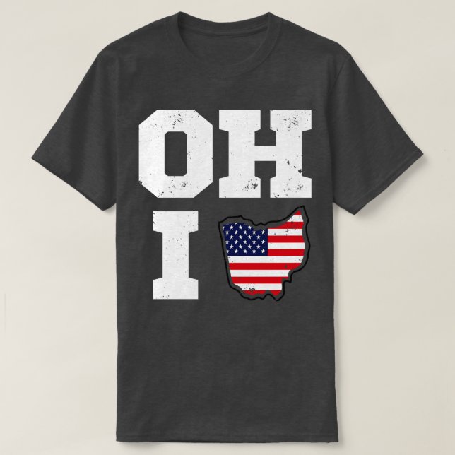 Camiseta Ohio Map State USA Flag (Frente do Design)