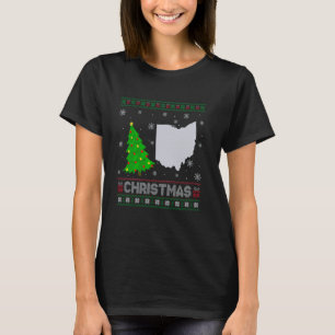 Camiseta Ohio Map Xmas Tree Lighting Ugly Christmas Sweater