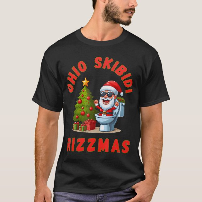 Camiseta Ohio Skibidi Rizzmas Natal Rizz Papai Noel (Frente)