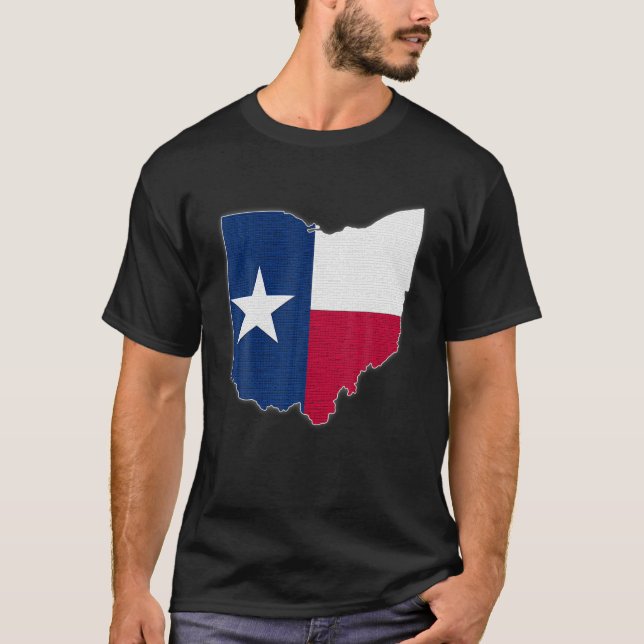 Camiseta OHIO STATE MAPA TEXAS TX Flag Raja Homens Presente (Frente)