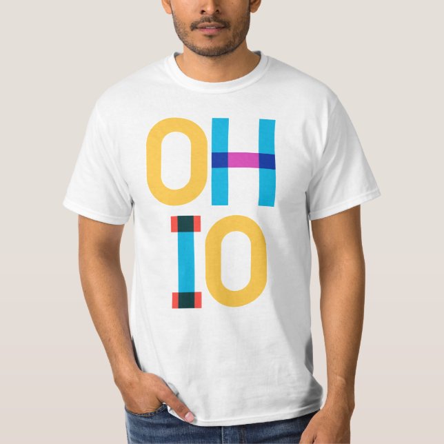 Camiseta Ohio Vintage Retro Pop Art Colorful 80s Type (Frente)