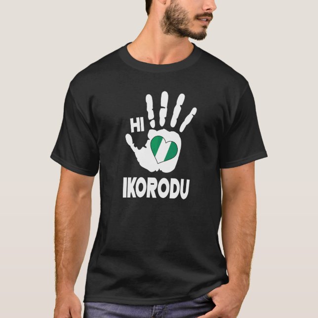 Camiseta Oi Ikorodu Com Bandeira Nigeriana Em Um Ikor De Am (Frente)