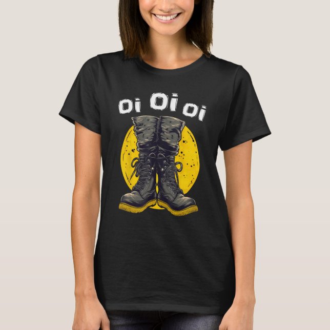 Camiseta Oi Punk Music Skinhead Combat Boots  Oi Punk (Frente)