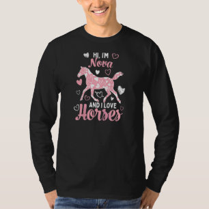 Camiseta Oi, sou Nova e adoro cavalos, bom padrão de coraçã