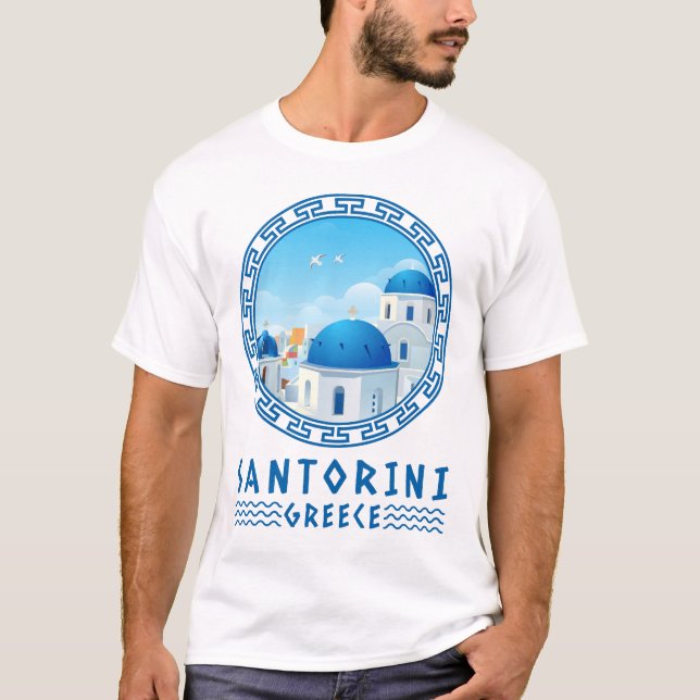Camiseta Oia, Santorini, Grécia Branca de Homens (Frente)