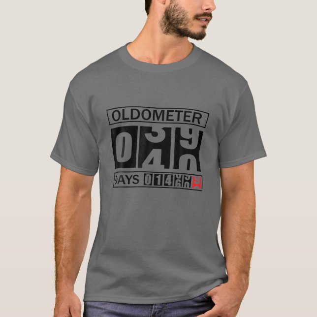Camiseta Oift Oldometer 39-40 aniversário de 40 anos Funny (Frente)