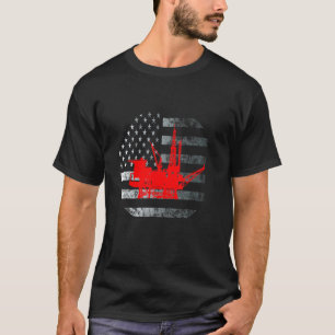 Camiseta Oil Rig Patriótico dos Estados Unidos Flag Oilfiel
