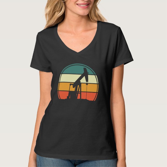 Camiseta Oilfield Pump Drilling Oilfield Worker Retro Oil R (Frente)