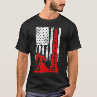 Camiseta Oilfield US Flag Oil Rig