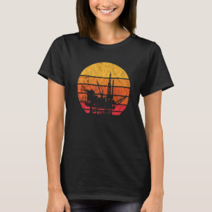 Camiseta Oilfield Worker Retro Vintage Sunset Oil Rig