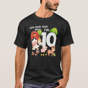 Camiseta Oink Baa Moo Eu sou 10 Tema Fazenda Aniversário 10