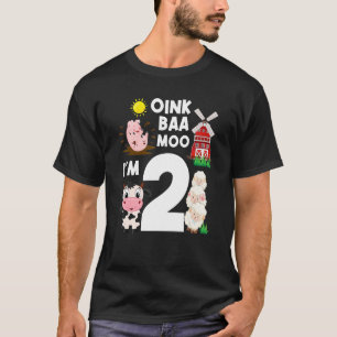 Camiseta Oink Baa Moo Eu sou 2 Tema Fazenda Aniversário 2 A