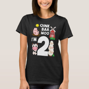 Camiseta Oink Baa Moo Eu sou 2 Tema Fazenda Aniversário 2 A