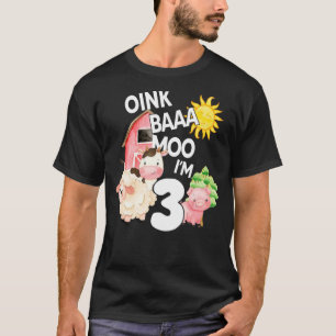 Camiseta Oink Baa Moo Eu sou 3 Tema Fazenda Aniversário 3 A