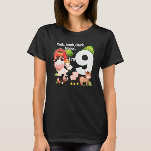 Camiseta Oink Baa Moo Eu sou 9 Tema Fazenda Aniversário de