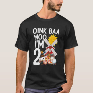 Camiseta Oink Baa Moo Eu tenho 2 comemorações do Aniversári