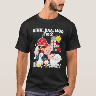 Camiseta Oink Baa Moo Eu tenho 2 Fazendas Festas de anivers