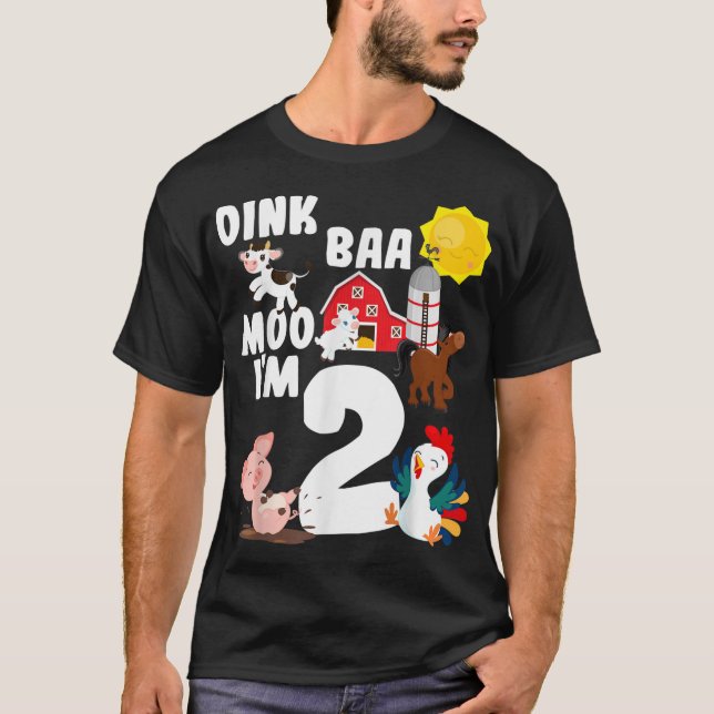 Camiseta Oink Baa Moo Im 2 Animais De Exploração Tema Birth (Frente)