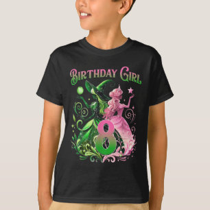 Camiseta Oitavo Aniversário Bruxa Rosa E Verde Nascimento d