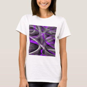 Camiseta Oitenta Retro Padrão Curvo Roxo Claro e Cinza