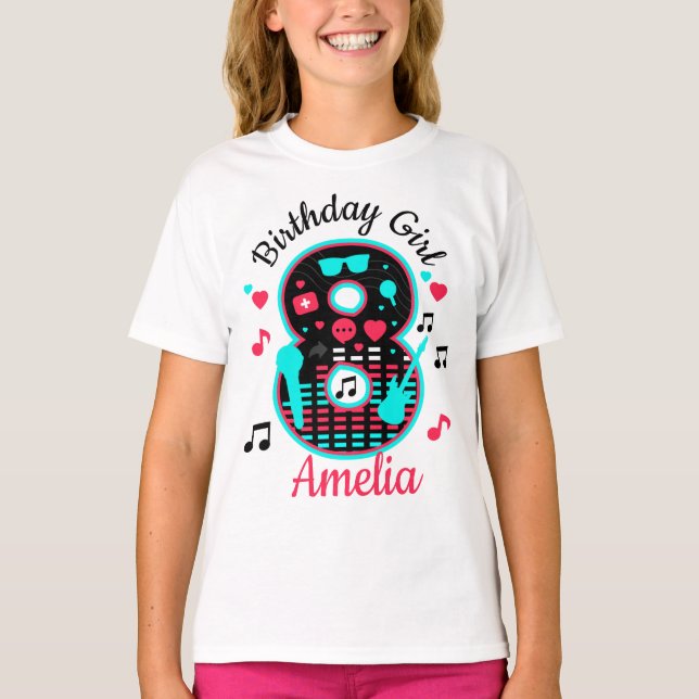 Camiseta Oito aniversariantes Música 8 (Frente)