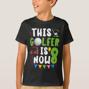 Camiseta Oito anos de golfe Festa de aniversário