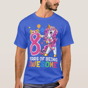 Camiseta Oito Anos De Idade Oferece Incrível Unicórnio Flos