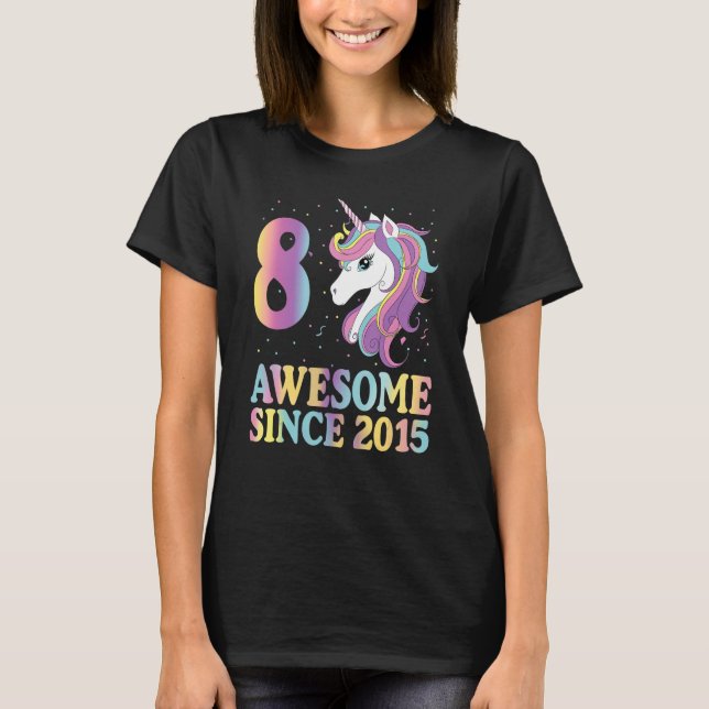 Camiseta Oito anos presente meninas adolescentes Arco-Íris  (Frente)