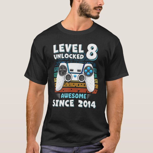 Camiseta Oito Bday Son Boy Engraçado Gamer 8º 8 anos (Frente)