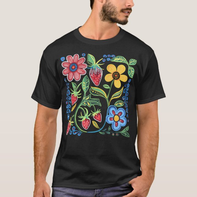 Camiseta Ojibwe Floral Pattern Native Flowers (Frente)