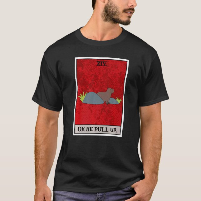 Camiseta Ok, Ele Puxa Capybara Tarot Card Semi Aquático Gra (Frente)