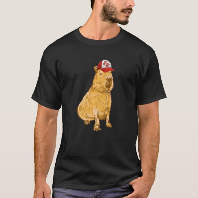 Camiseta Ok, eu pego Capybara com o chapéu de caminhoneiro (Frente)