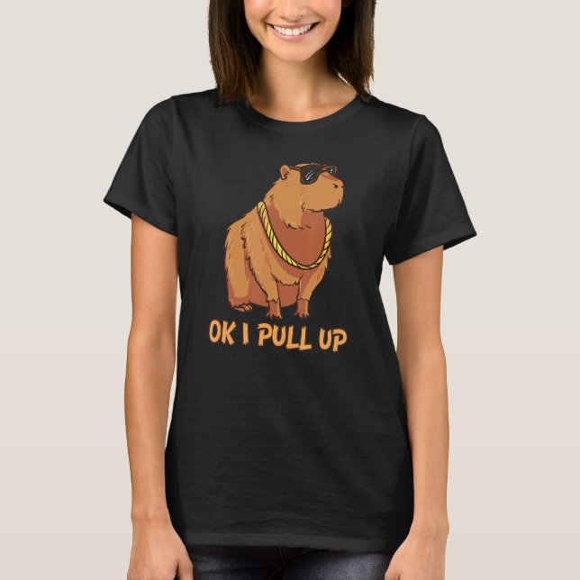 Camiseta Ok, Vou Puxar Os Óculos Da Capybara Dank Meme (Frente)