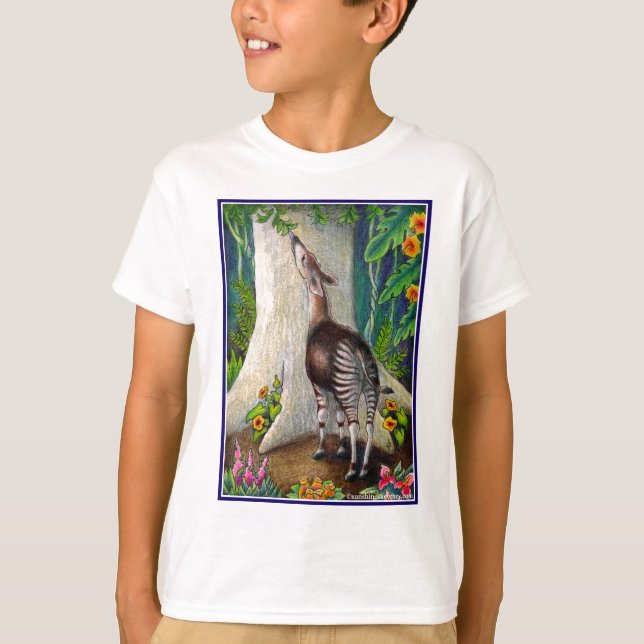 Camiseta Okapi na floresta húmida (Frente)