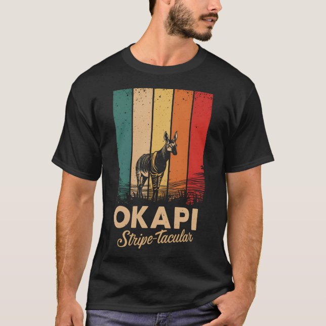Camiseta Okapi Stripe-tacular Vintage Retro (Frente)