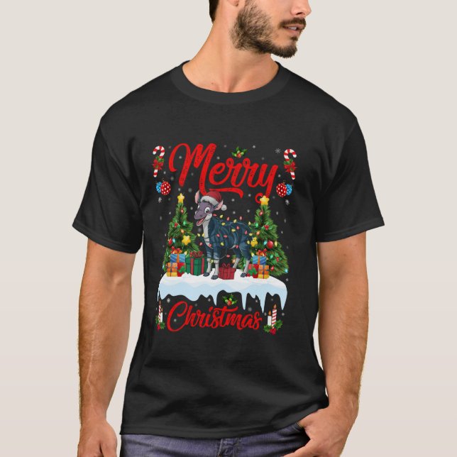Camiseta Okapi Xmas Tree Lighting Santa Hat Okapi Natal (Frente)