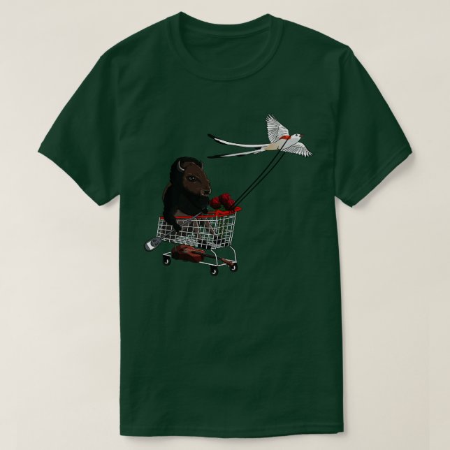 Camiseta Oklahoma Adventure com Bison e Scissortail (Frente do Design)
