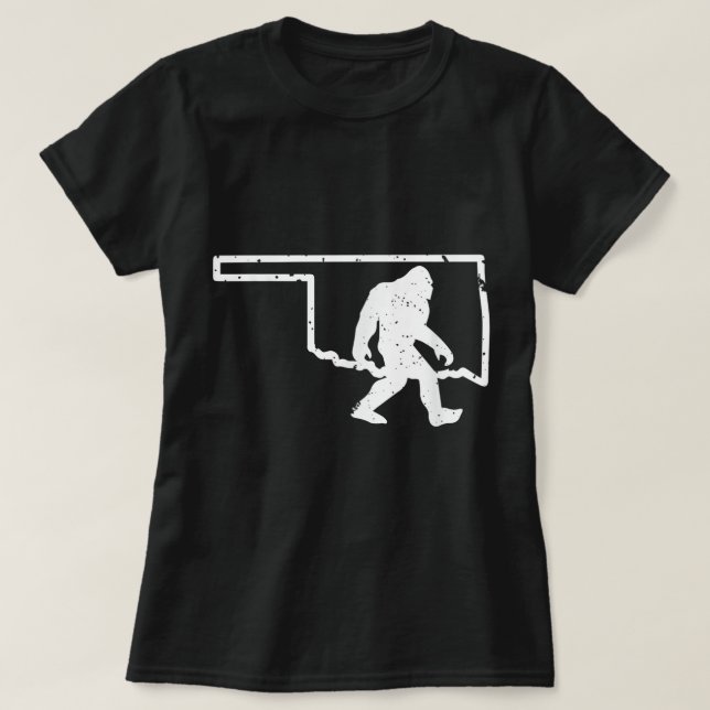 Camiseta Oklahoma Bigfoot Hunter Sasquatch Yeti State Pride (Frente do Design)