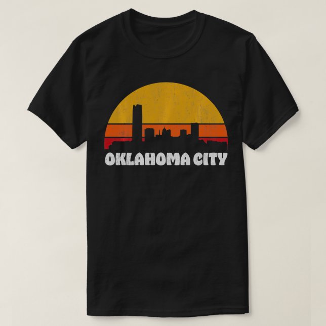 Camiseta Oklahoma City Retro Sunset Skyline Oklahoma City (Frente do Design)