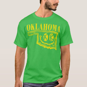 Camiseta Oklahoma Grunge sorrindo Face de Fundo Preto